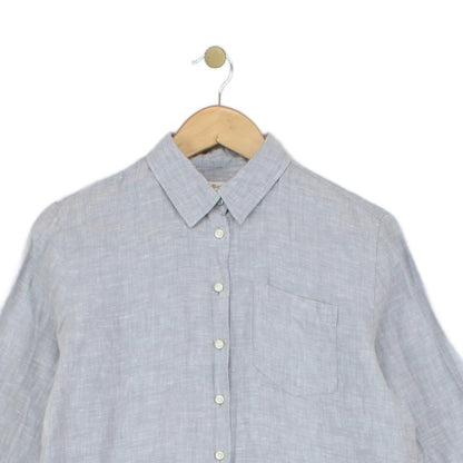 Womens Linen Shirt Casual Button Up Long Sleeve