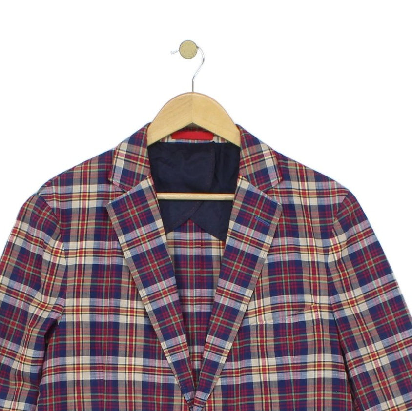 Mens Plaid Blazer Lightweight Cotton