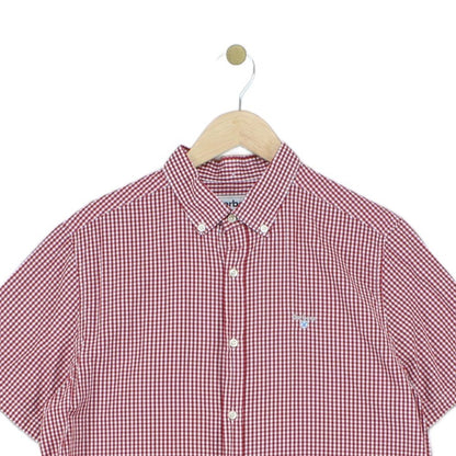 Mens Check Shirt Tailored Fit Short Sleeve Button Up