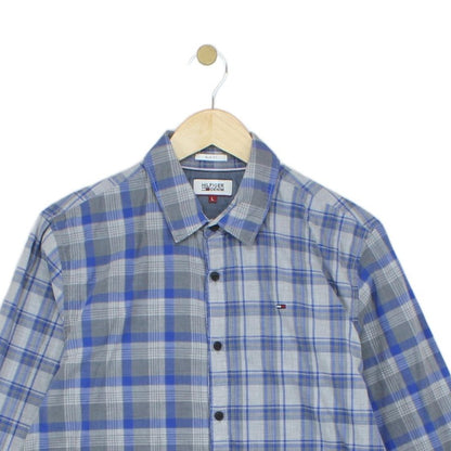 Mens Plaid Shirt Slim Fit Button Up