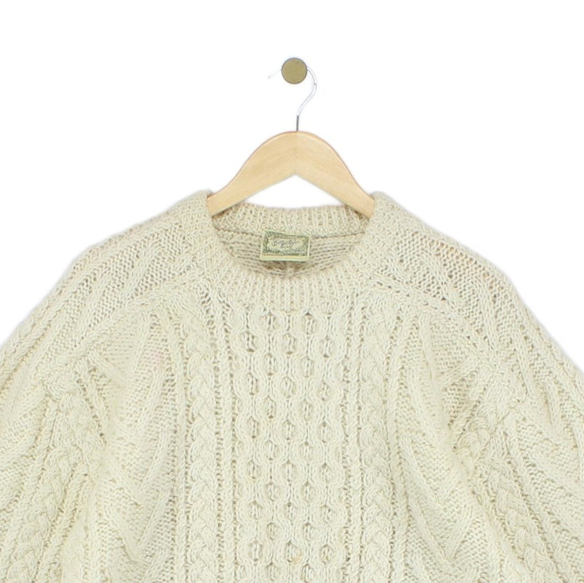 Mens Aran Knit Jumper Uk Made Wool