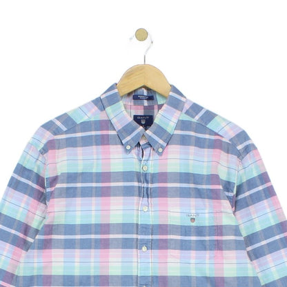 Mens Madras Plaid Shirt Regular Fit Button Down