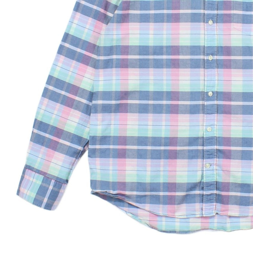 Mens Madras Plaid Shirt Regular Fit Button Down