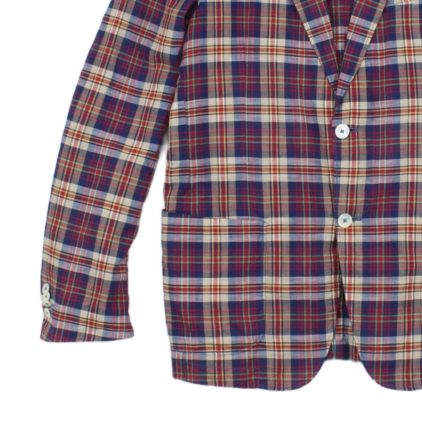 Mens Plaid Blazer Lightweight Cotton