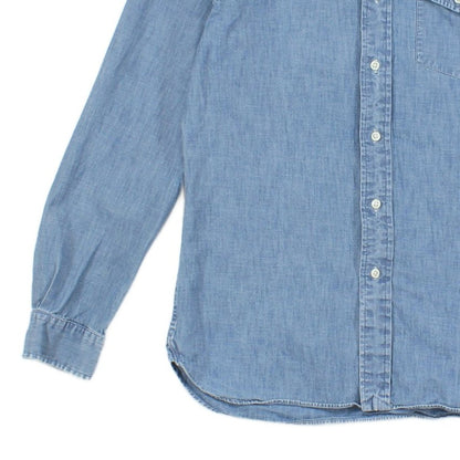 Mens Denim Shirt Slim Fit Button Up Long Sleeve