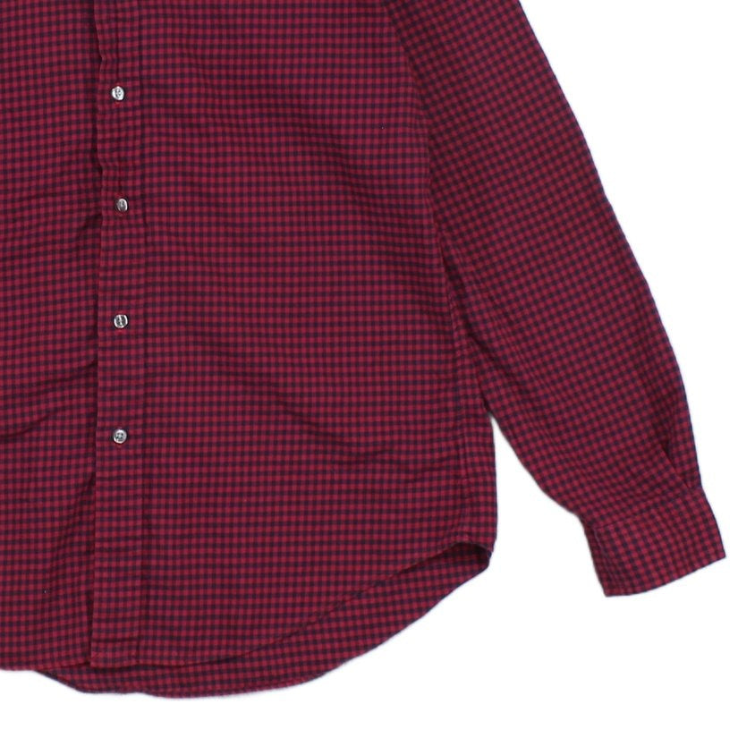 Mens Plaid Shirt Custom Fit Button Up Long Sleeve