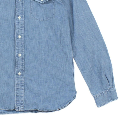 Mens Denim Shirt Slim Fit Button Up Long Sleeve