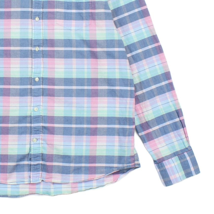 Mens Madras Plaid Shirt Regular Fit Button Down