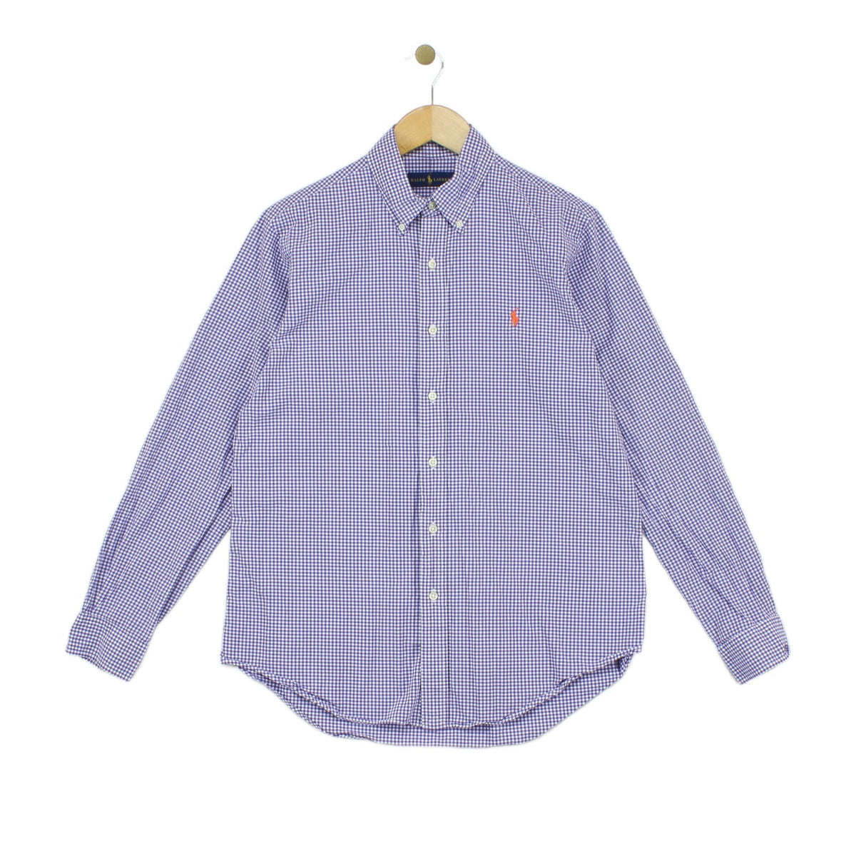 Mens Check Shirt Classic Gingham Long Sleeve