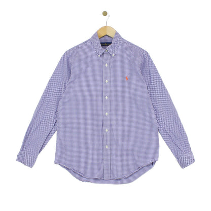 Mens Check Shirt Classic Gingham Long Sleeve