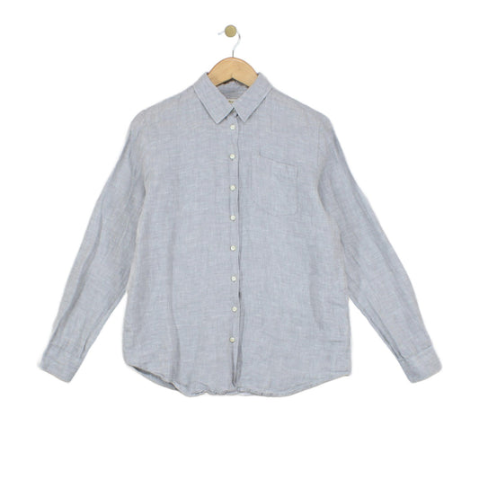 Womens Linen Shirt Casual Button Up Long Sleeve