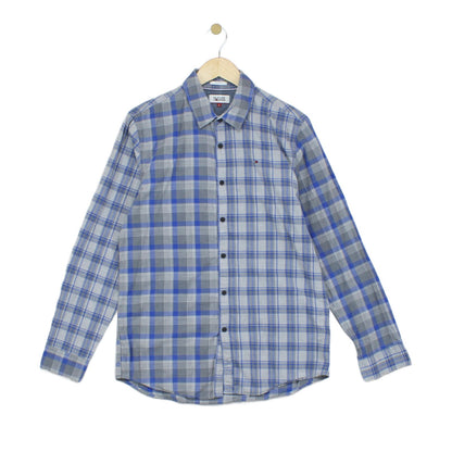 Mens Plaid Shirt Slim Fit Button Up