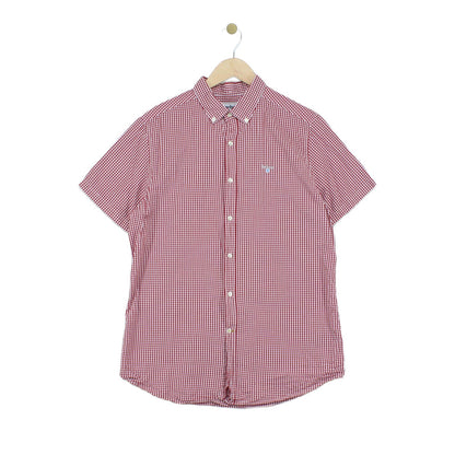 Mens Check Shirt Tailored Fit Short Sleeve Button Up