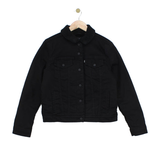 Womens Sherpa Denim Jacket Lining Button Trucker
