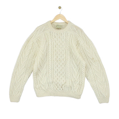Mens Aran Knit Jumper Uk Made Wool