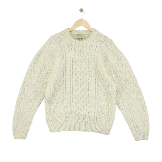 Mens Aran Knit Jumper Uk Made Wool
