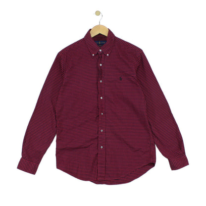 Mens Plaid Shirt Custom Fit Button Up Long Sleeve