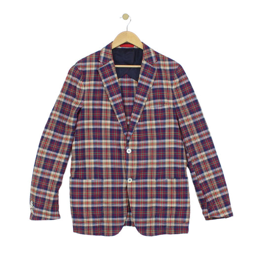 Mens Plaid Blazer Lightweight Cotton