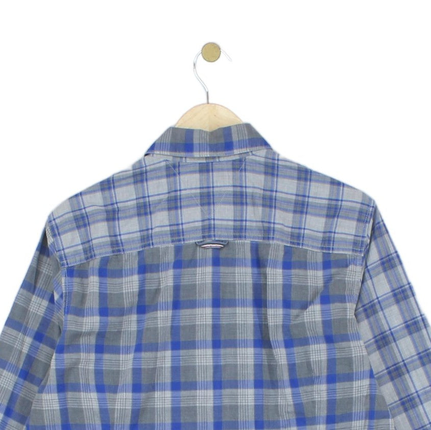Mens Plaid Shirt Slim Fit Button Up