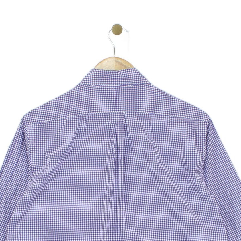 Mens Check Shirt Classic Gingham Long Sleeve