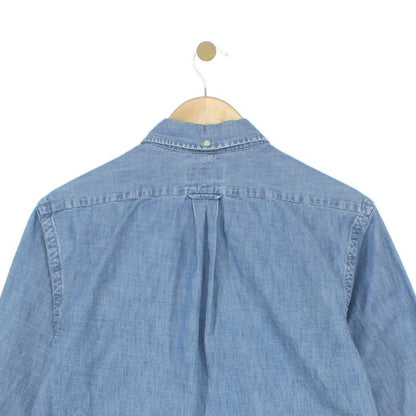 Mens Denim Shirt Slim Fit Button Up Long Sleeve