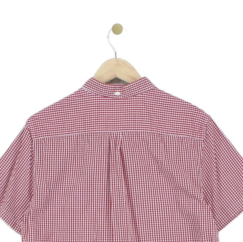 Mens Check Shirt Tailored Fit Short Sleeve Button Up