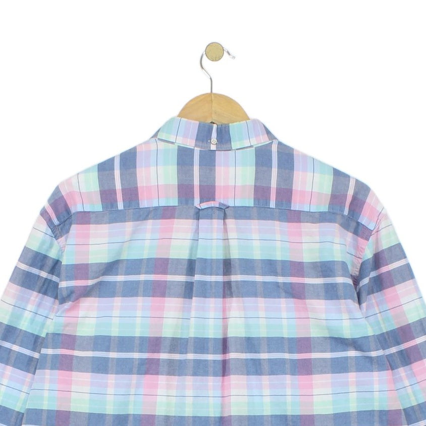 Mens Madras Plaid Shirt Regular Fit Button Down
