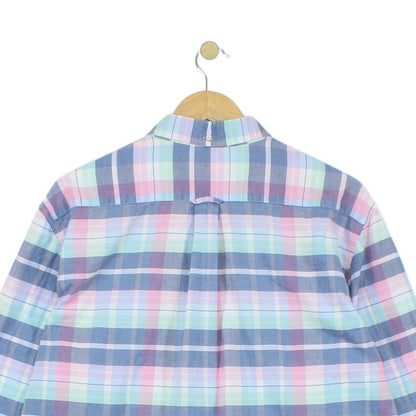 Mens Madras Plaid Shirt Regular Fit Button Down