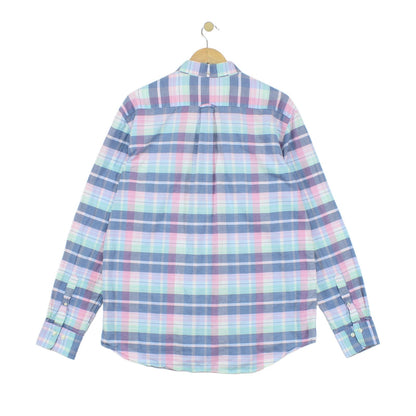 Mens Madras Plaid Shirt Regular Fit Button Down