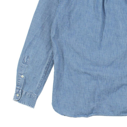 Mens Denim Shirt Slim Fit Button Up Long Sleeve