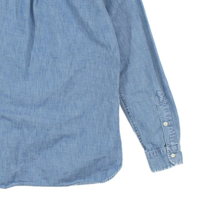 Mens Denim Shirt Slim Fit Button Up Long Sleeve