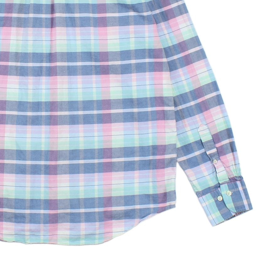 Mens Madras Plaid Shirt Regular Fit Button Down