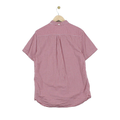Mens Check Shirt Tailored Fit Short Sleeve Button Up