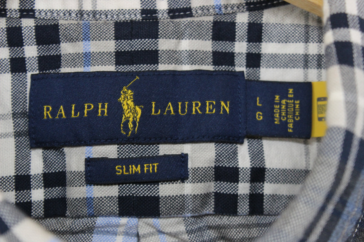 Mens Plaid Shirt Slim Fit Button Down Long Sleeve