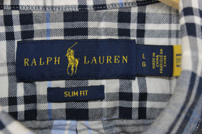 Mens Plaid Shirt Slim Fit Button Down Long Sleeve