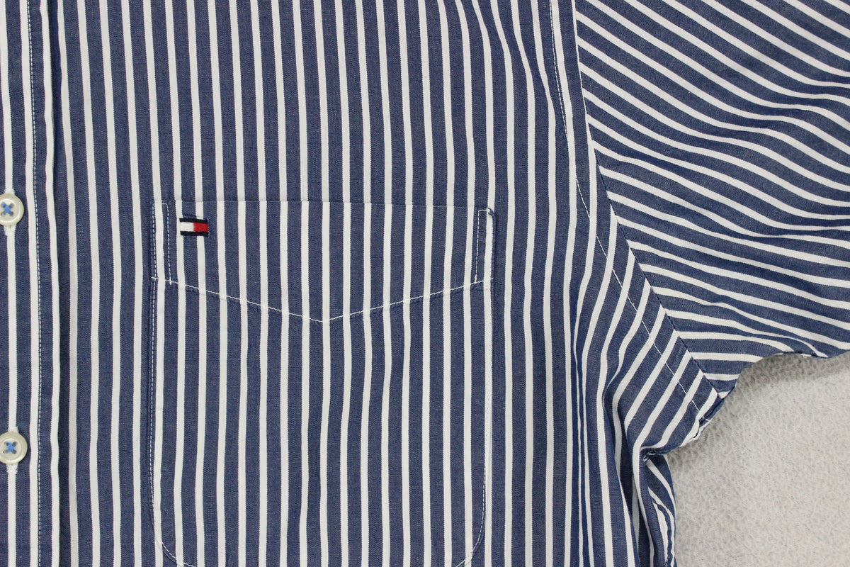 Mens Striped Shirt Short Sleeve Casual Button Up