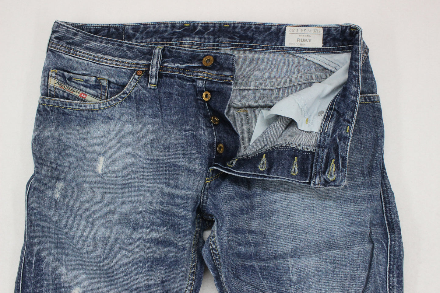 Mens Ruky Jeans Distressed Relaxed Bootcut