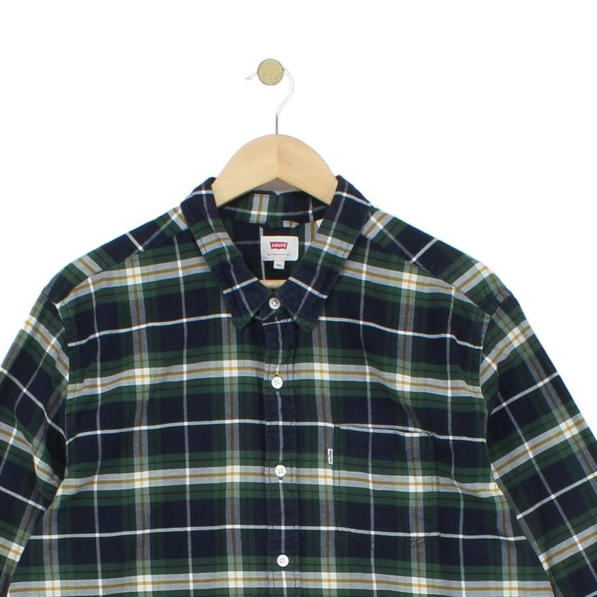 Mens Check Shirt Button Up Long Sleeve