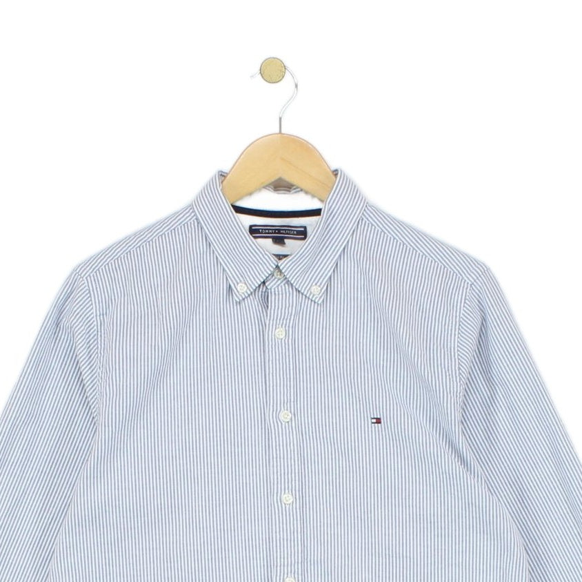 Mens Striped Shirt Stretch Slim Fit Button Up