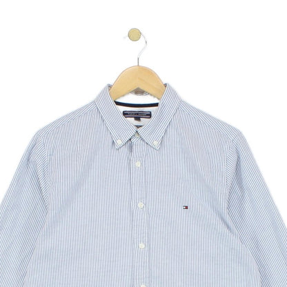 Mens Striped Shirt Stretch Slim Fit Button Up