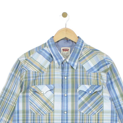 Mens Plaid Shirt Western Long Sleeve Button Up
