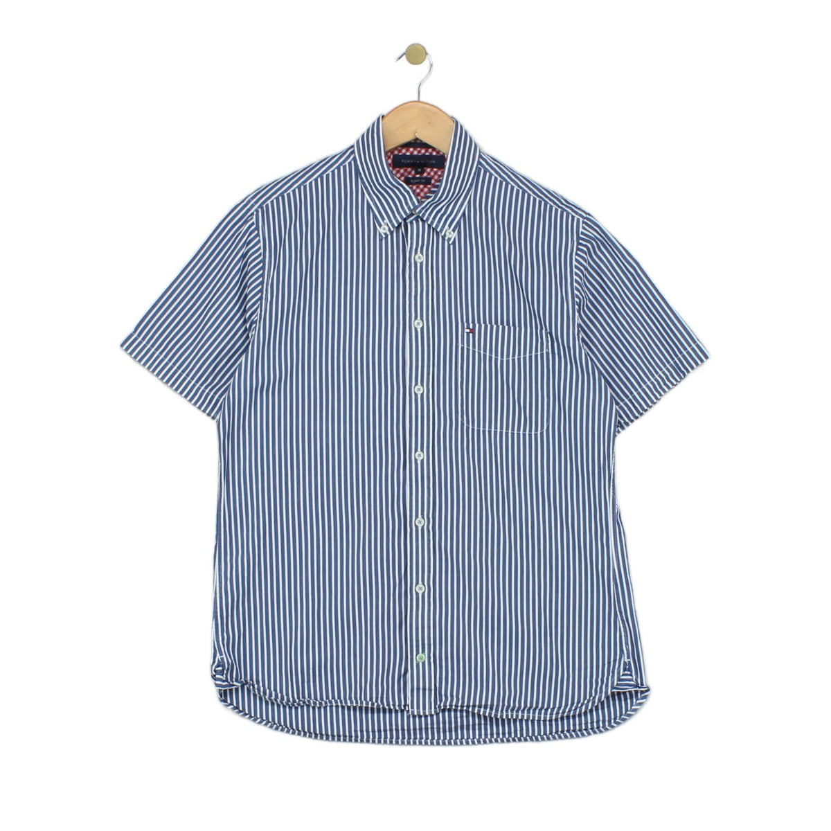 Mens Striped Shirt Short Sleeve Casual Button Up