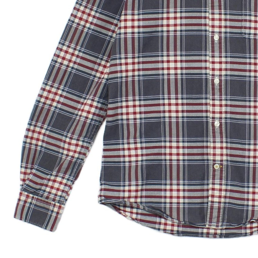 Mens Plaid Shirt Stretch Button Up Tailored Fit
