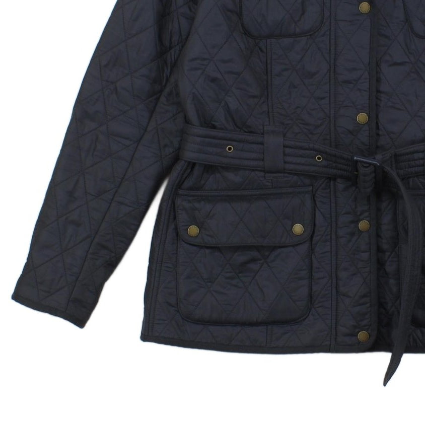 Womens Quilted Jacket Belted Full Zip