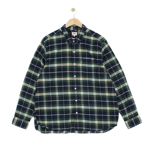Mens Check Shirt Button Up Long Sleeve