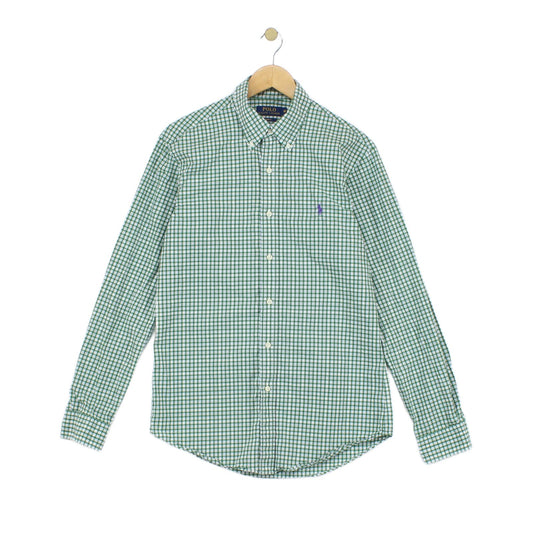 Mens Check Shirt Slim Fit Long Sleeve Button Down