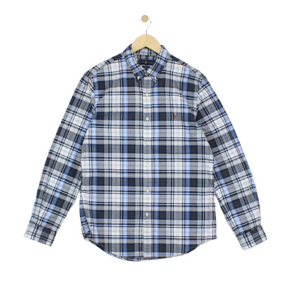 Mens Plaid Shirt Slim Fit Button Down Long Sleeve
