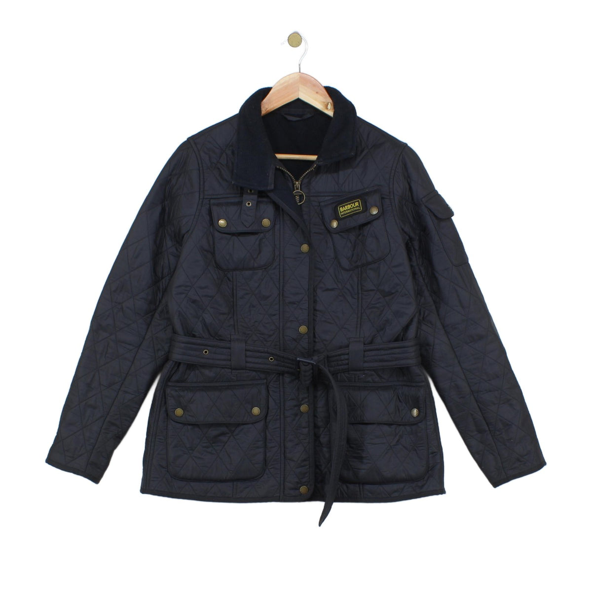 Womens Quilted Jacket Belted Full Zip