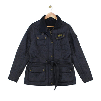 Womens Quilted Jacket Belted Full Zip
