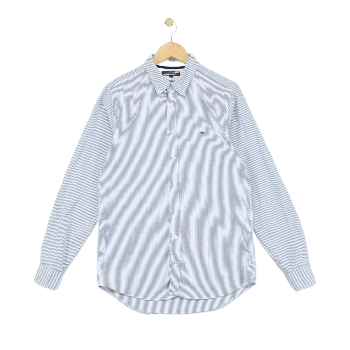 Mens Striped Shirt Stretch Slim Fit Button Up
